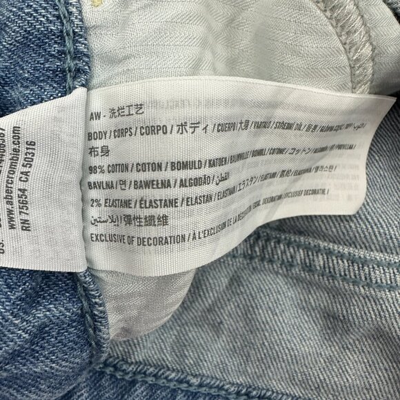 Hollister High Rise Crop Straight Distressed Raw Hem Women's size 5 Blue Jeans - Picture 4 of 5